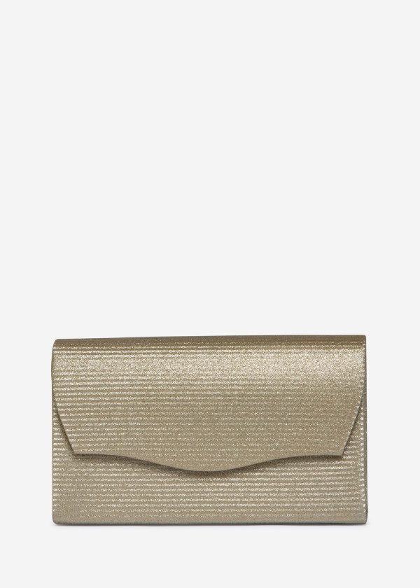 Gold Glitter Clutch Bag with Chain