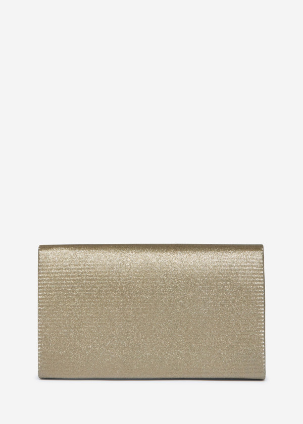 Gold Glitter Clutch Bag with Chain 1