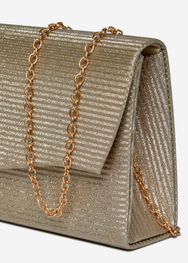 Gold Glitter Clutch Bag with Chain 3