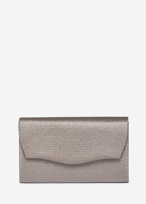 Rose Gold Glitter Clutch Bag with Chain
