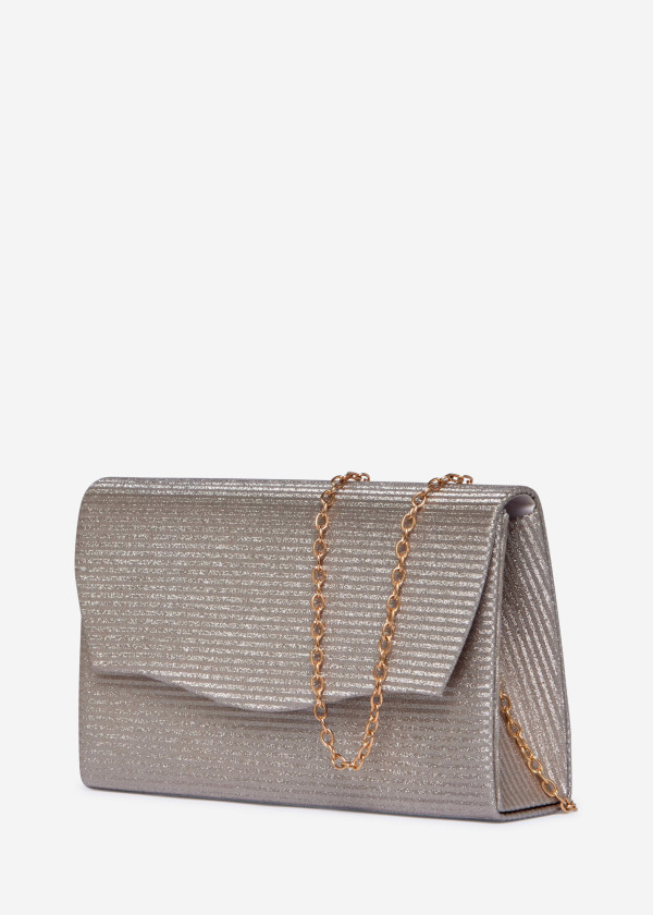 Rose Gold Glitter Clutch Bag with Chain 2