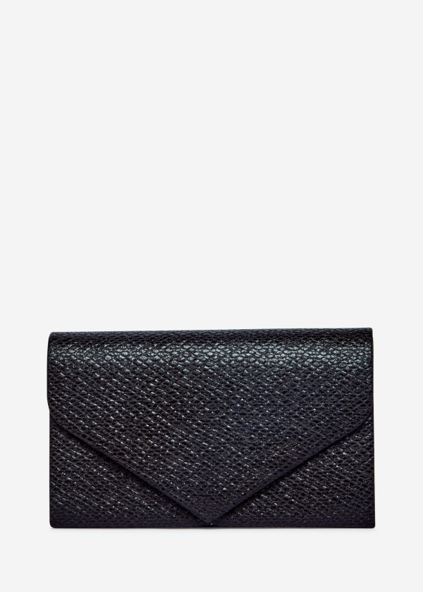 Black Envelope Clutch Bag with Silver Chain 4