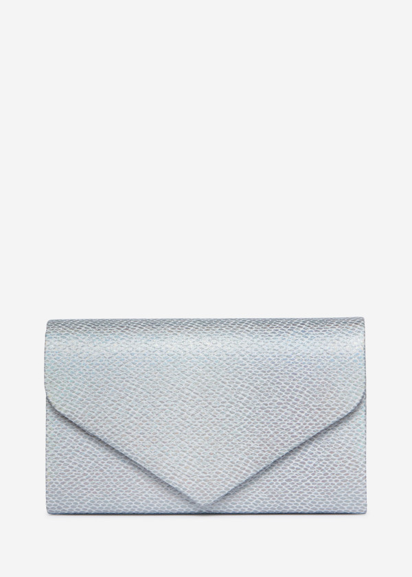Silver Envelope Clutch Bag with Silver Chain 4
