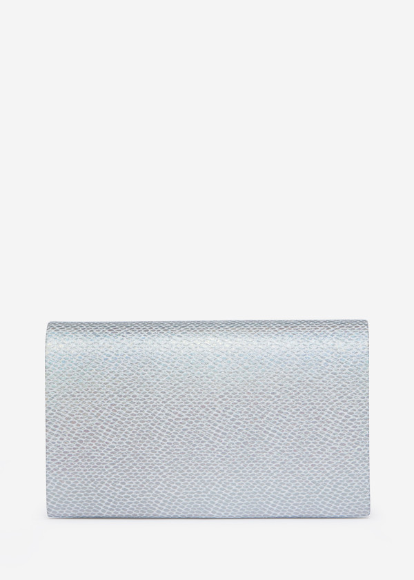 Silver Envelope Clutch Bag with Silver Chain 1