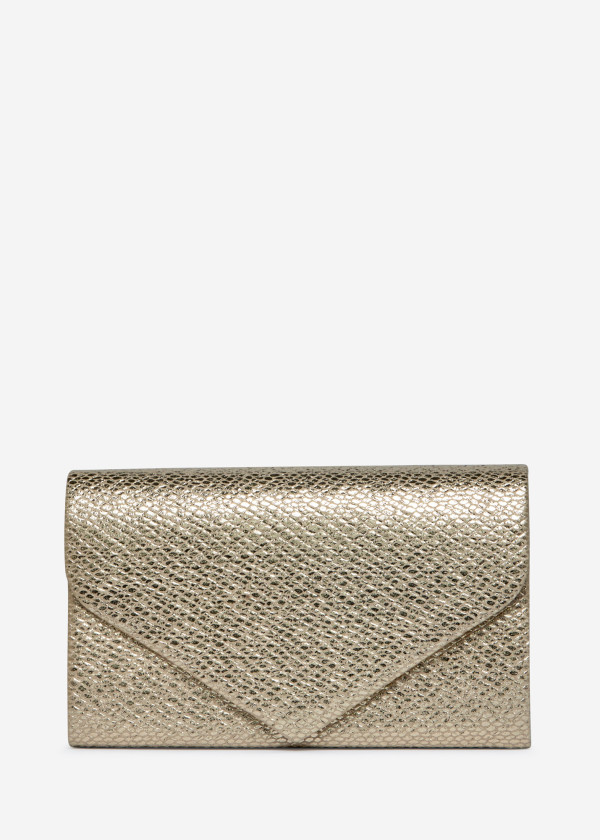 Gold Envelope Clutch Bag with Chain 4
