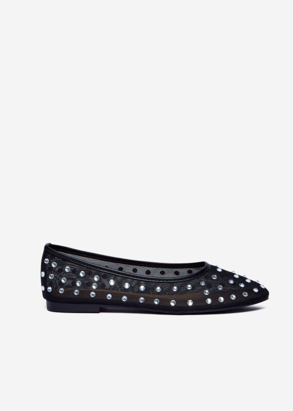 Black Rhinestone Ballet Flats 3