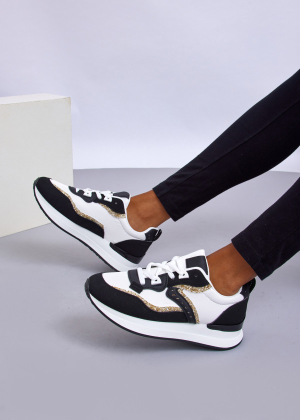 Black & White Chunky Glitter Sneakers 2