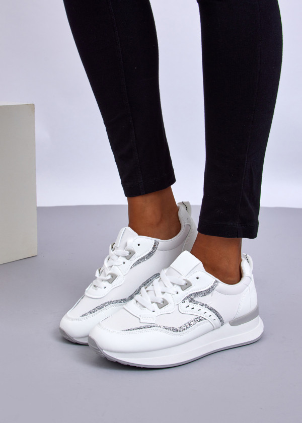 White Glitter Chunky Sneakers