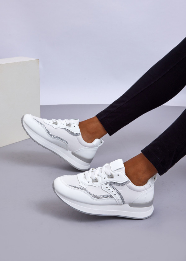 White Glitter Chunky Sneakers 2