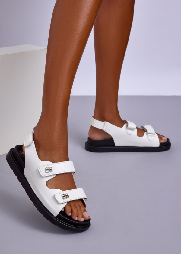 White Chunky Strap Sandals 1