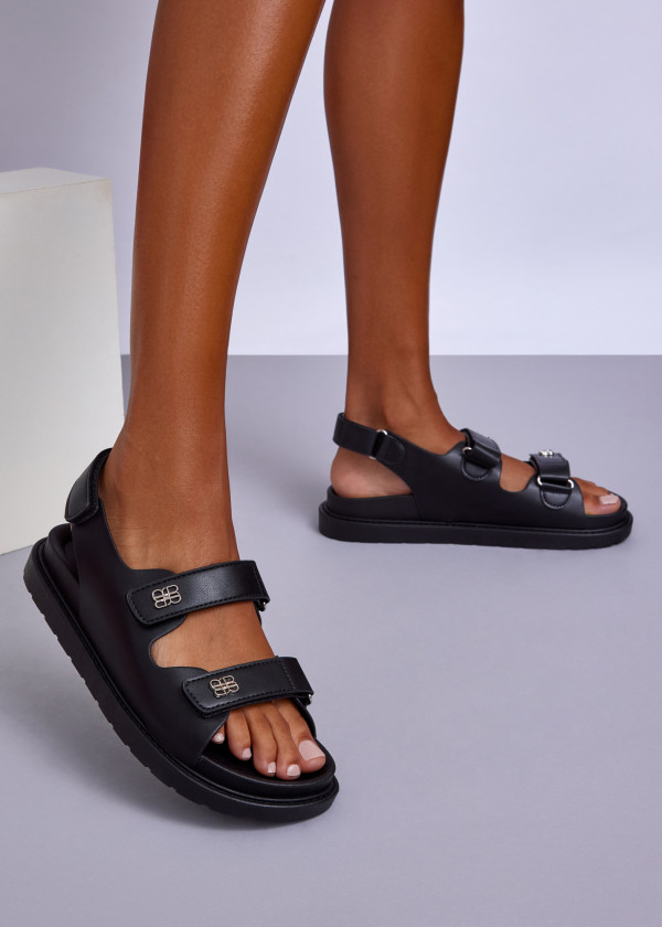 Black Chunky Strap Sandals