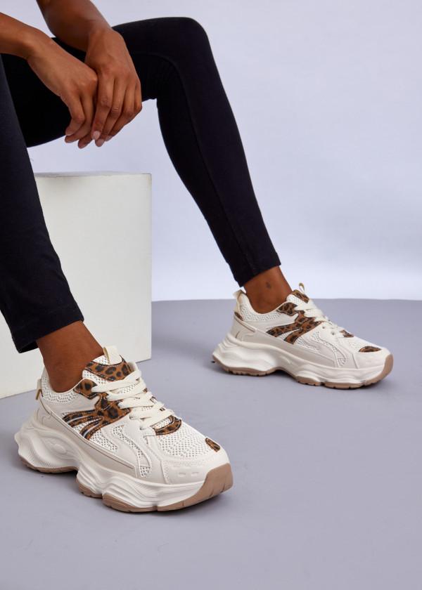 Beige/Leopard Chunky Sneakers 1