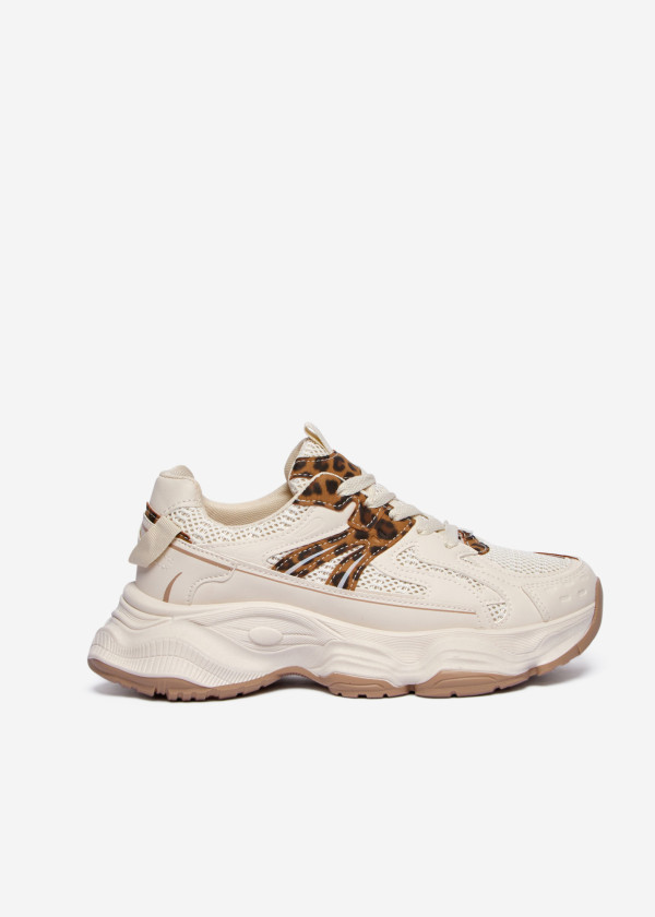 Beige/Leopard Chunky Sneakers 3
