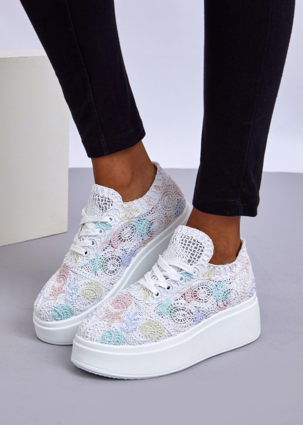 Multicolour Lace Platform Sneakers