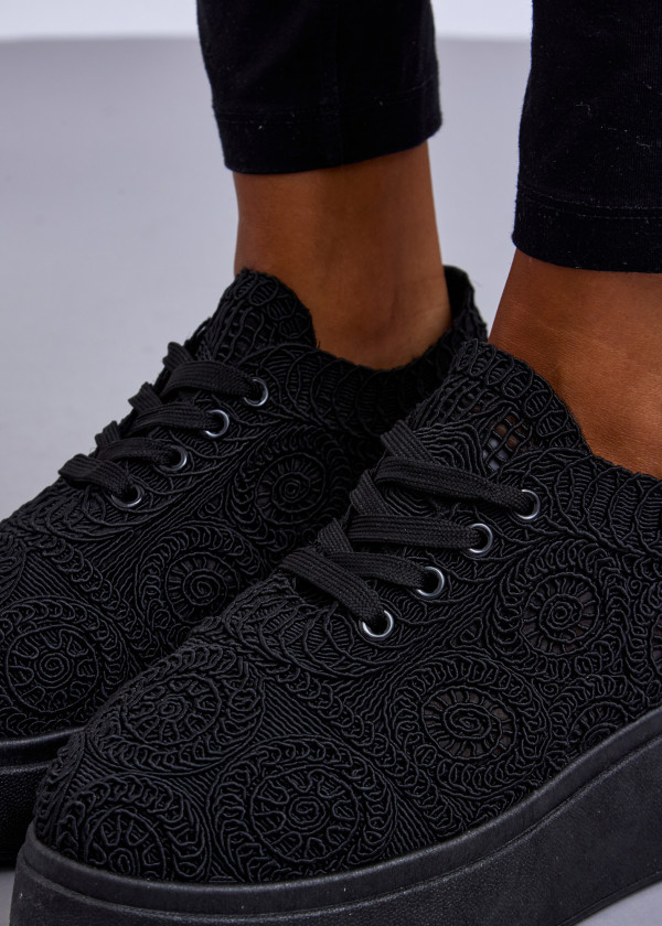 Black Lace Platform Sneakers 2