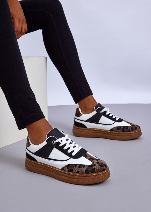 Black/White Trainers with Gum Sole 1