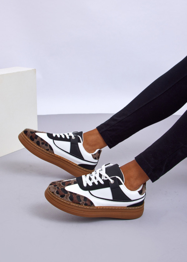 Black/White Trainers with Gum Sole 2