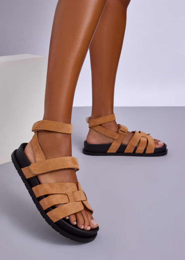 Tan Ankle Strap Gladiator Sandals 2