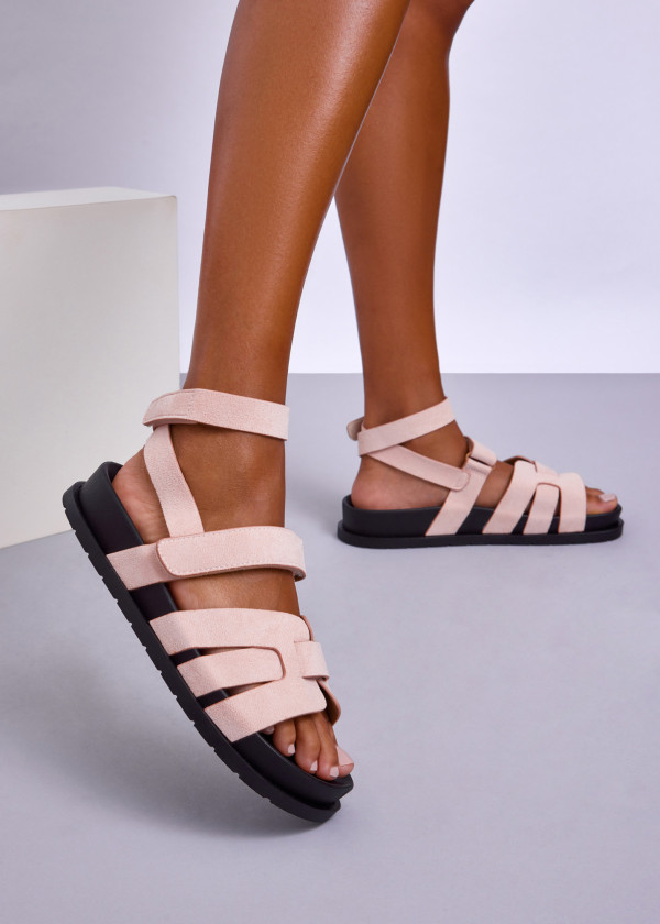 Pink Ankle Strap Gladiator Sandals: 2