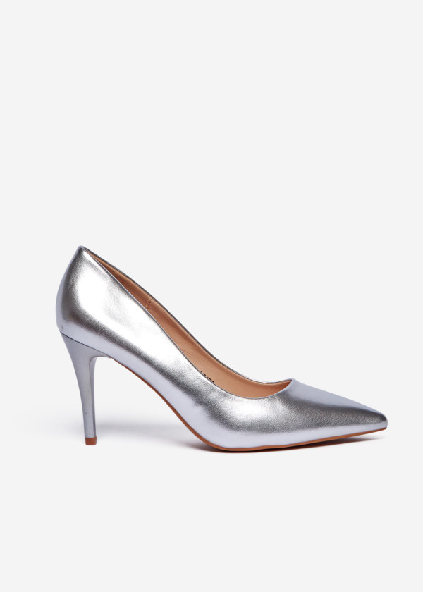 Silver Classic Pointed Toe Court Heels 3