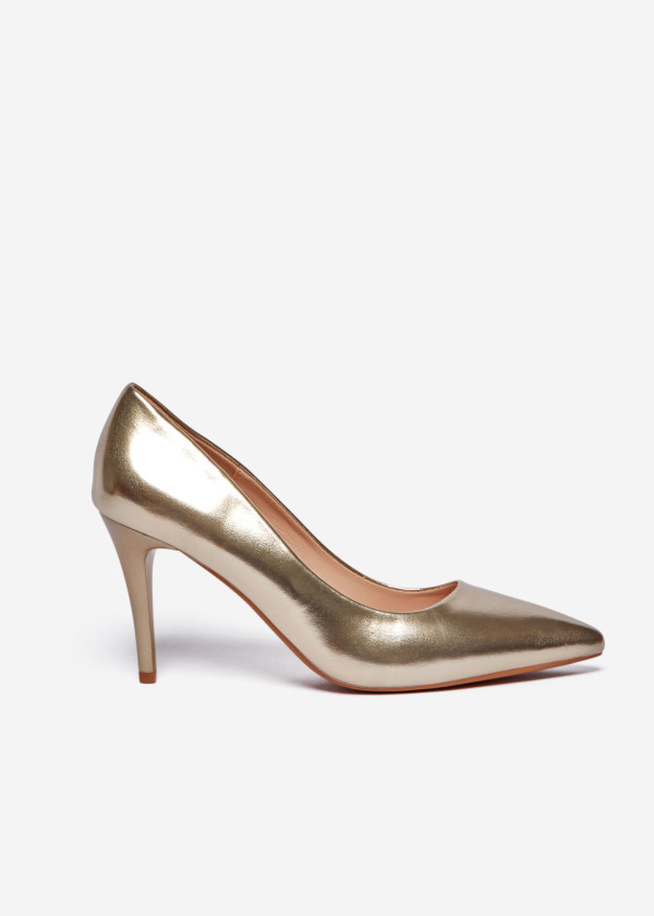 Gold Classic Pointed Toe Court Heels 3