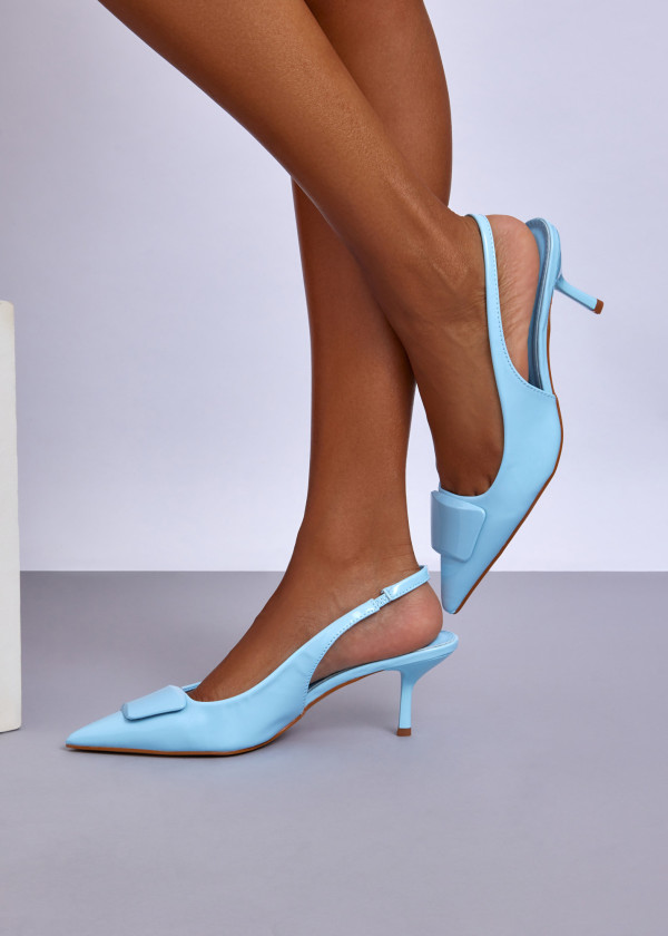 Light Blue Slingback Kitten Heels 1