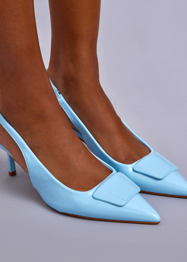 Light Blue Slingback Kitten Heels 2