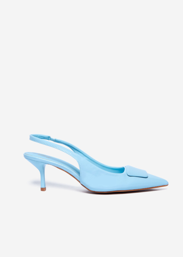 Light Blue Slingback Kitten Heels 3