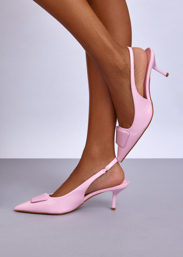 Baby Pink Slingback Kitten Heels 1