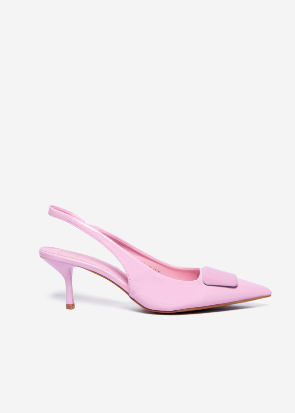Baby Pink Slingback Kitten Heels 3
