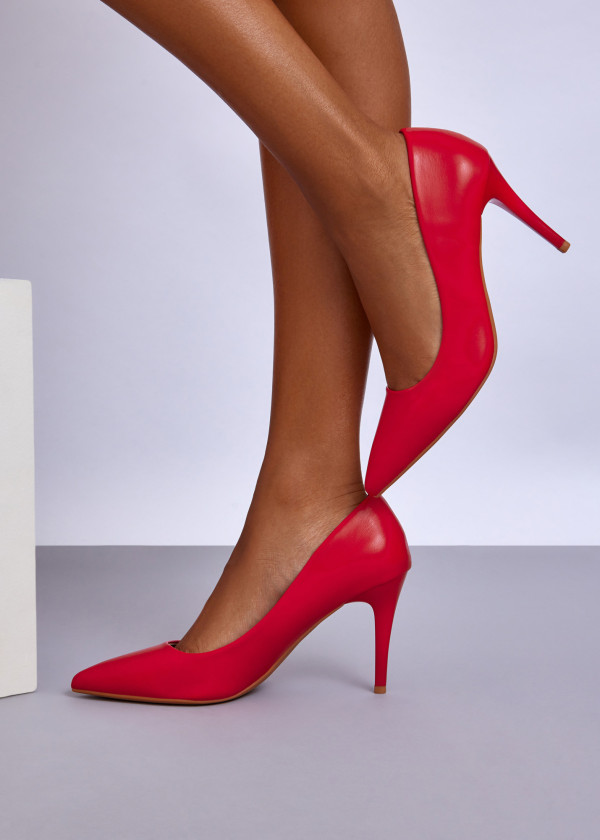 Red Pointed Toe Court Heels 1