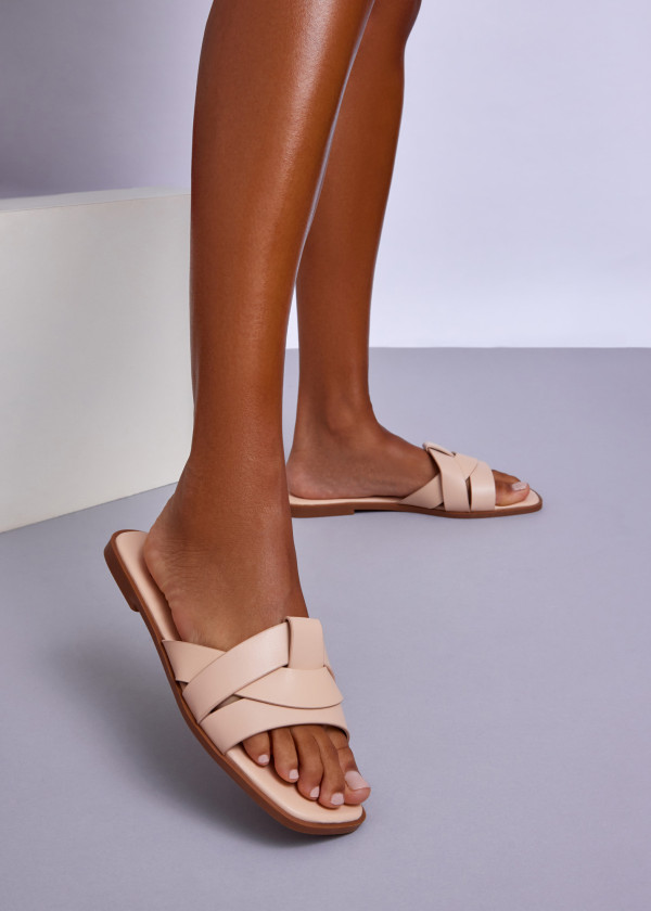 Beige Braided Flat Sliders 2
