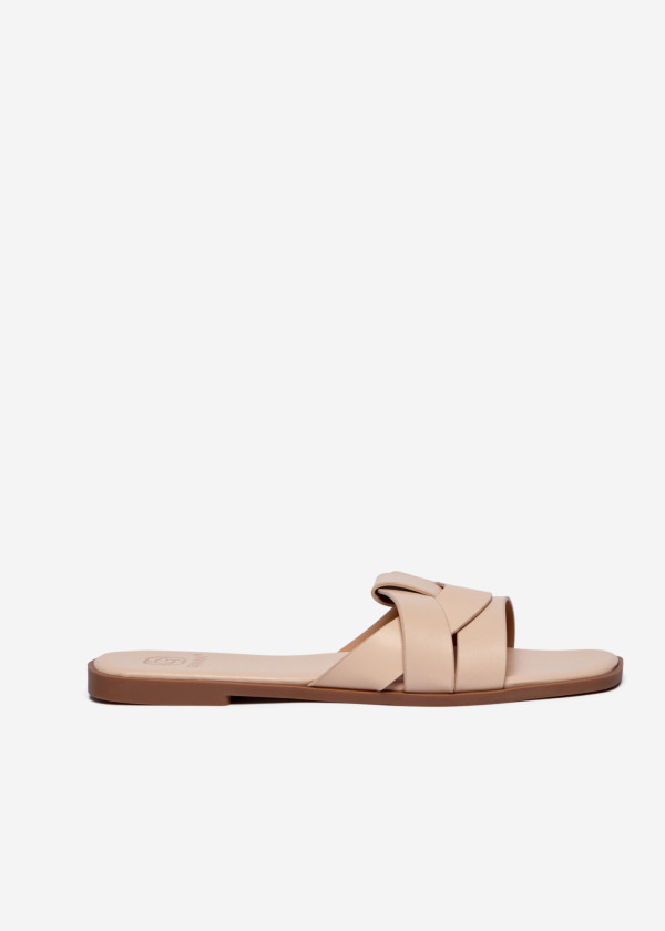 Beige Braided Flat Sliders 3