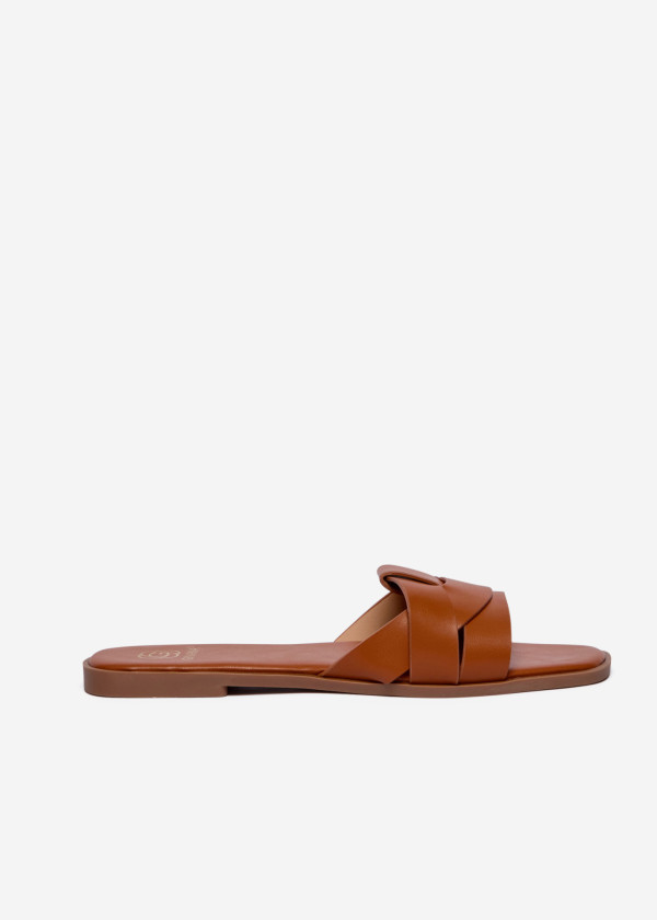 Tan Braided Flat Sliders 3