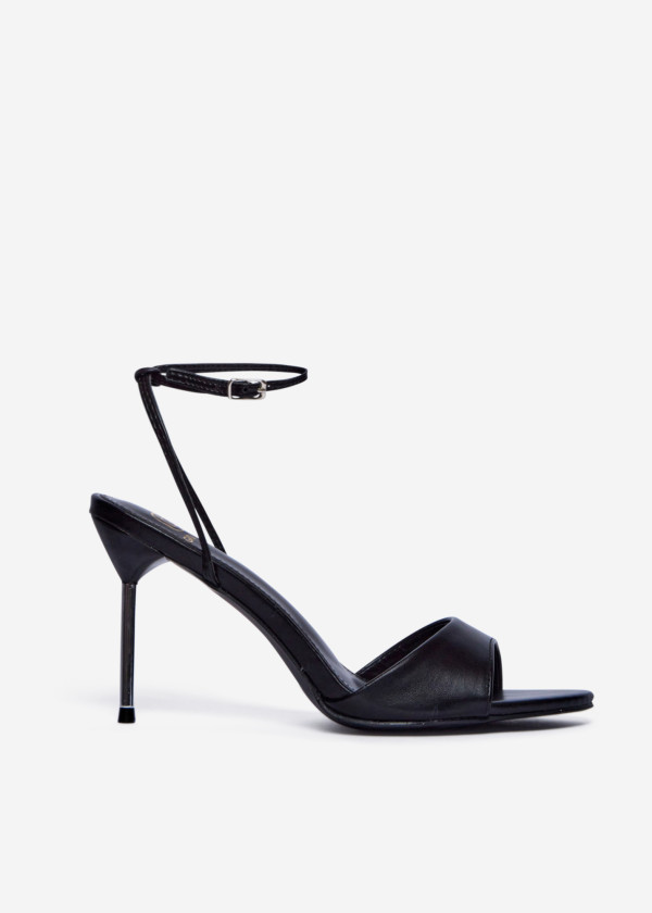 Black Stiletto Sandals with Ankle Strap 3
