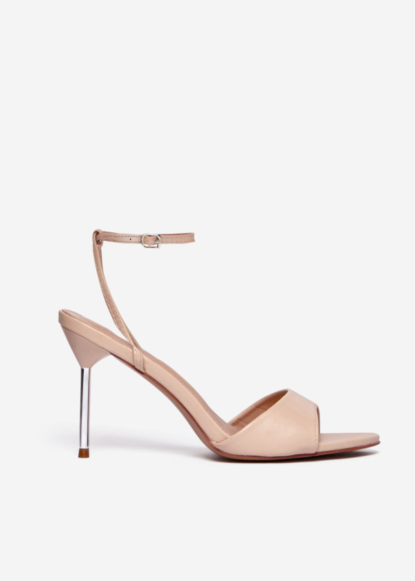 Beige Stiletto Sandals with Ankle Strap 3