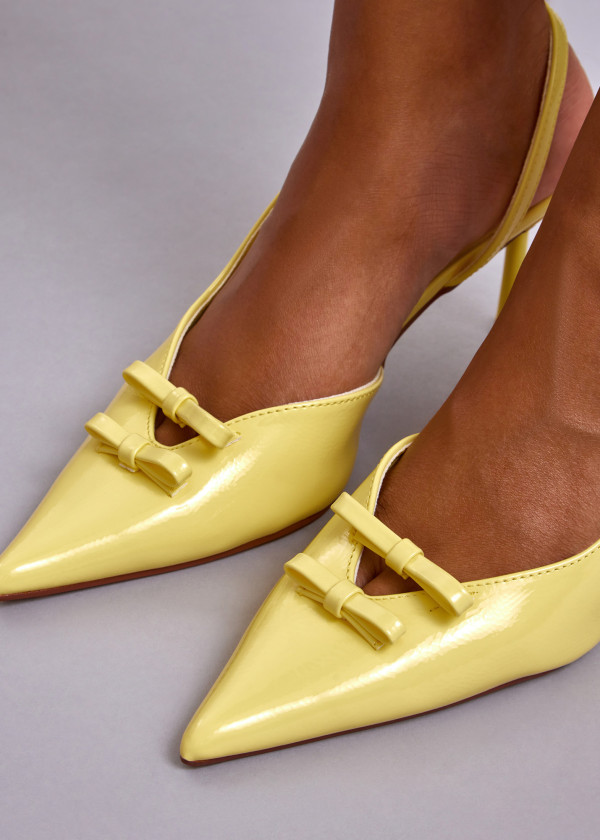 Yellow Slingback Court Heels with Bow Detail 3
