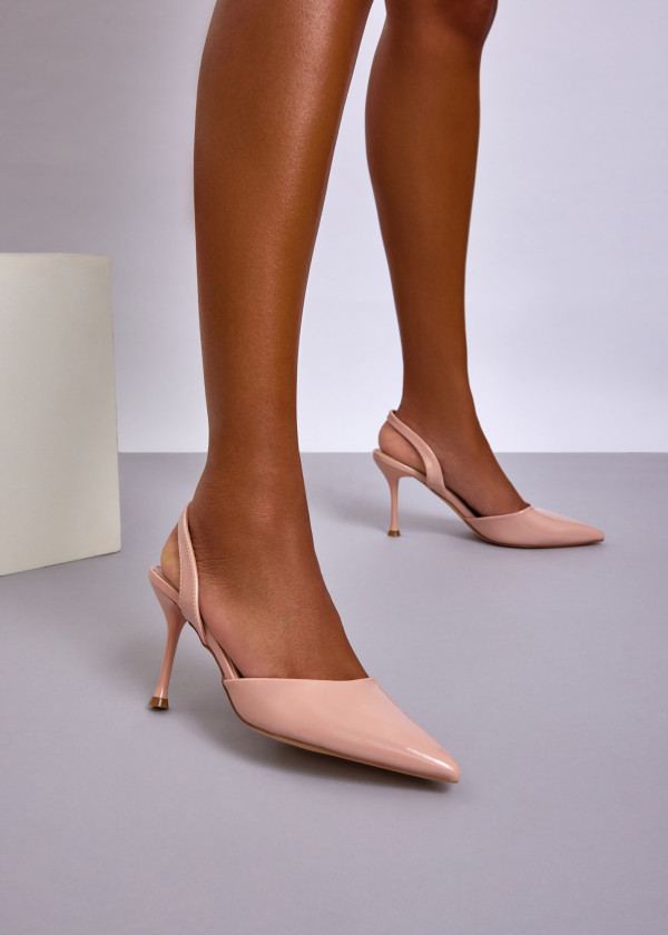 Nude Patent Slingback Stiletto Heels 4