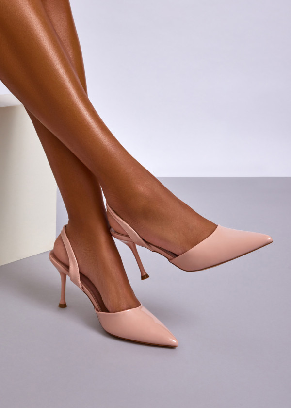 Nude Patent Slingback Stiletto Heels 1