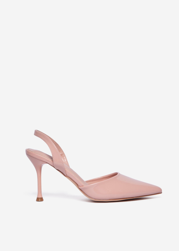 Nude Patent Slingback Stiletto Heels 3
