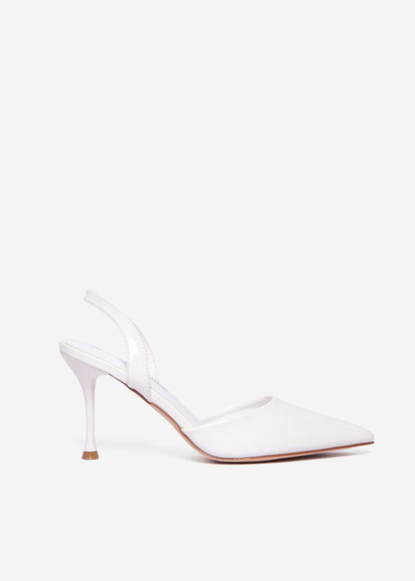 White Patent Slingback Stiletto Heels 3