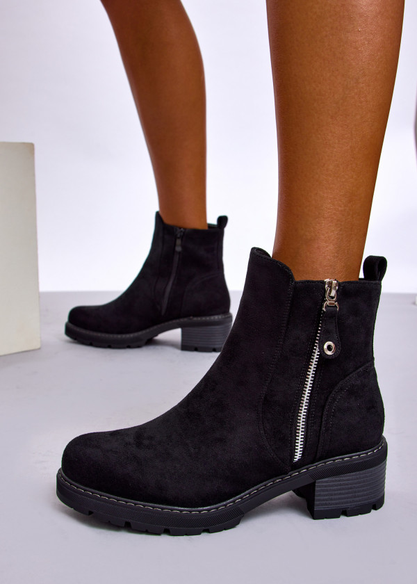 Black Suede Ankle Boots with Side Zip 4