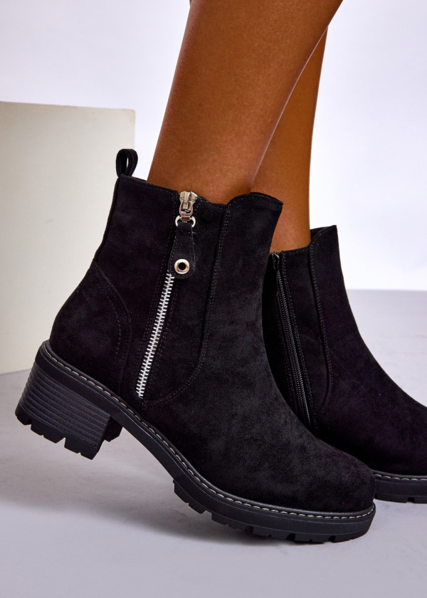 Black Suede Ankle Boots with Side Zip 2