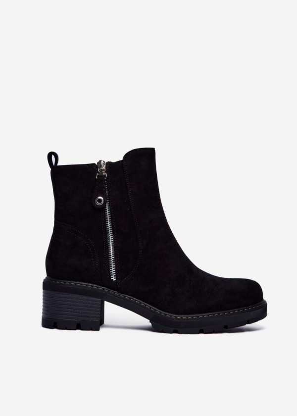 Black Suede Ankle Boots with Side Zip 3