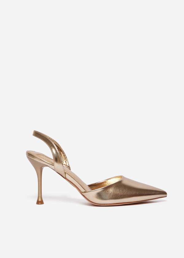 Gold Patent Slingback Stiletto Heels 3