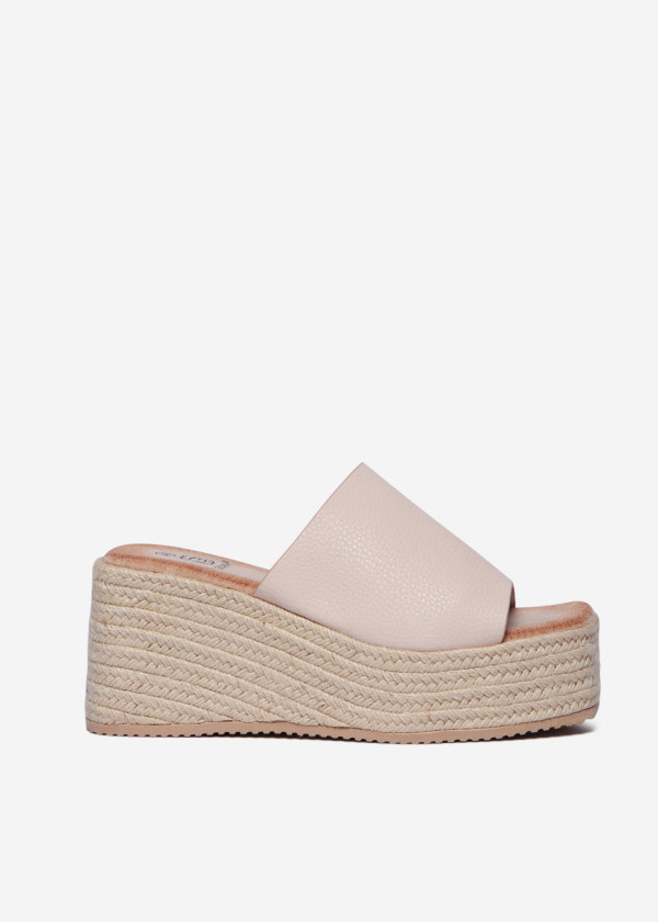 Beige Espadrille Wedge Sliders 3