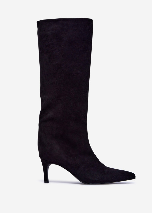 Black Suede Stiletto Knee-High Boots 3