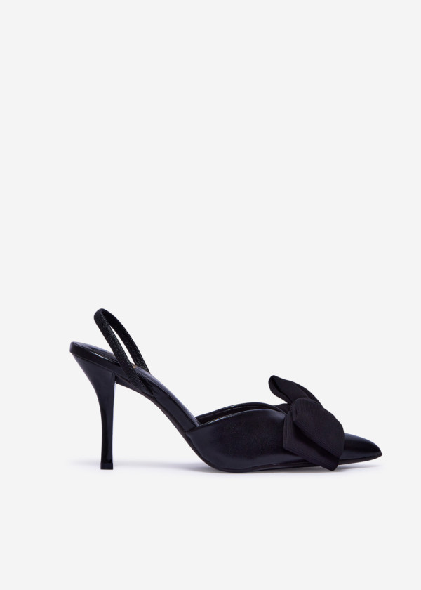 Black Slingback Heels with Bow Detail 2