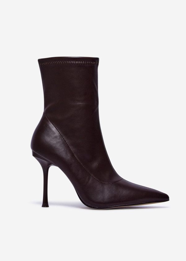 Brown Stiletto Heel Ankle Boots 3