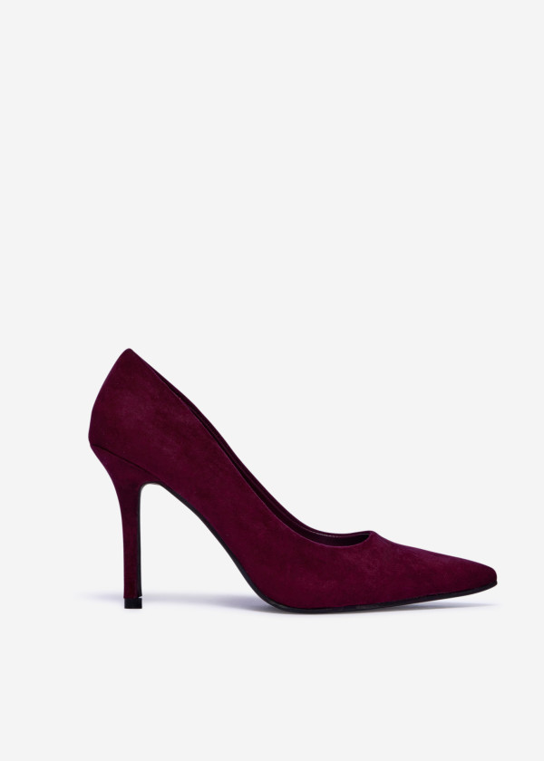 Burgundy Suede High Heel Pumps 3